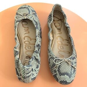 Sam Edelman Snakeskin Pattern Flats - Gray and White